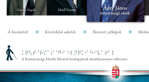 Braille-írás Áder honlapján